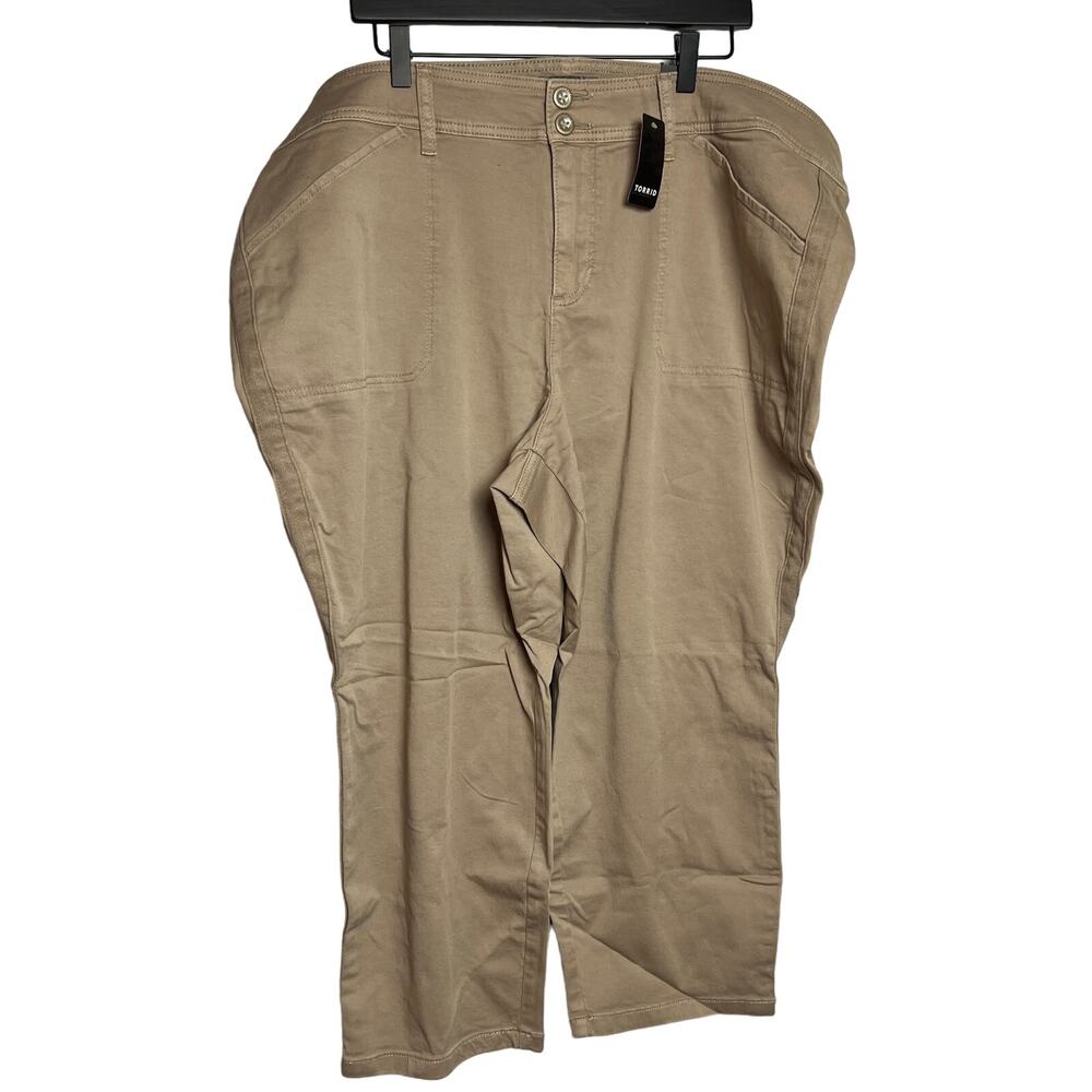 Torrid Women's Plus Size Tan Crop Aviator Twill Mid-Rise Pants - Size 26 - NWT